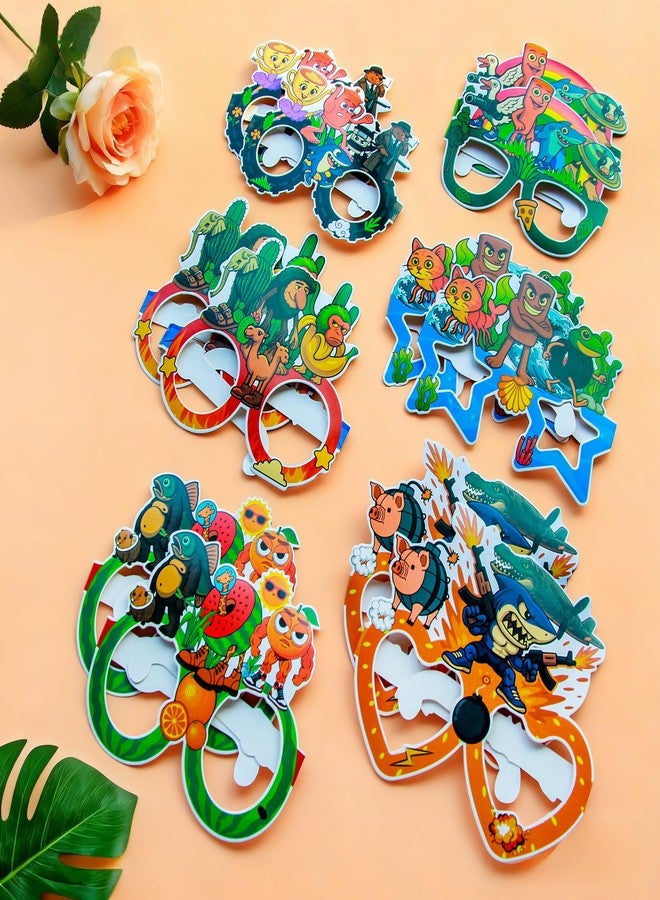 J6&H6 12PCS Italian Brainrot Party Eyeglasses Decor-Tralalero Tralala, Italian Brainrot Birthday Party Favors Party Decoration,Giftof Birthday, Tung Tung Tung Sahur Paper Glasses - Image 3