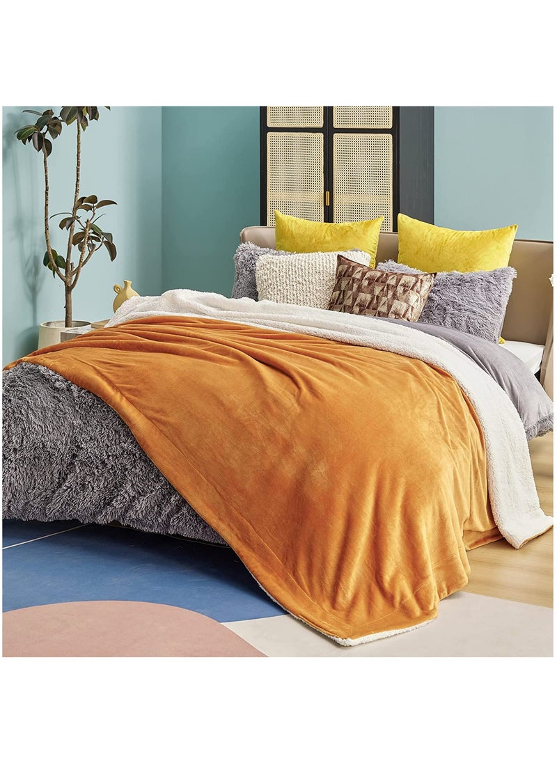 Fabienne Silky Soft Sheep Blanket Single Size Ultra Plush Reversible Bed Blanket Sherpa Golden Beige 160x220 cm  - Image 2