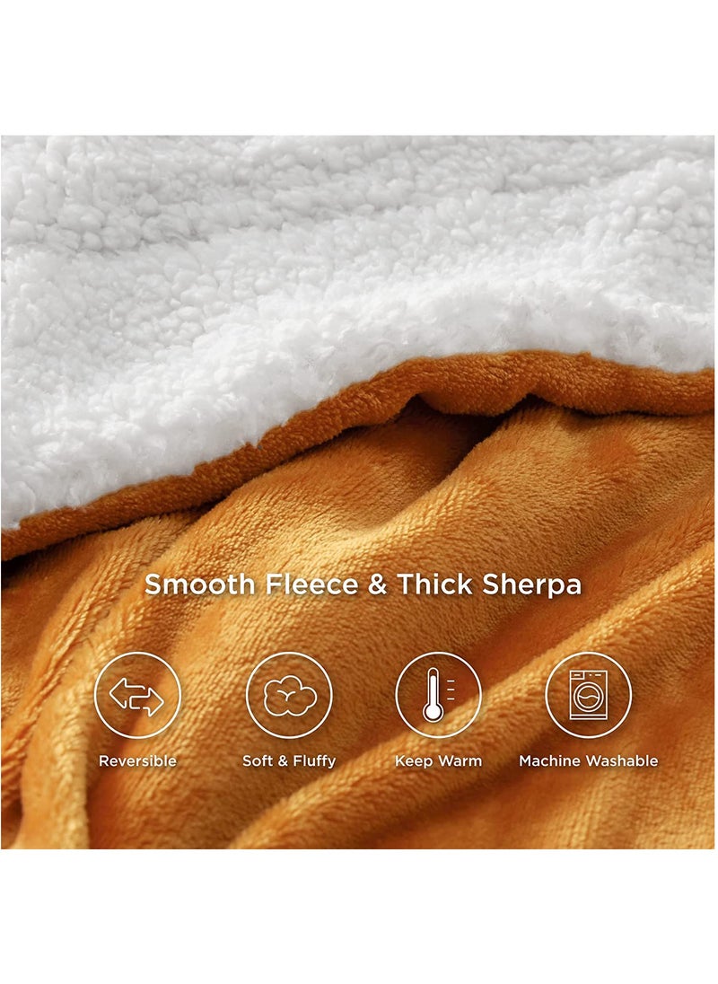 Fabienne Silky Soft Sheep Blanket Single Size Ultra Plush Reversible Bed Blanket Sherpa Golden Beige 160x220 cm  - Image 3