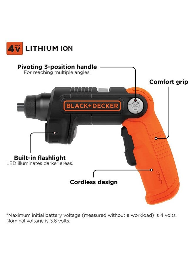 بلاك اند ديكر مفك براغي لاسلكي 4 فولت ماكس* من بلاك+ديكر مزود بإضاءة LED (BDCSFL20C) - Image 2