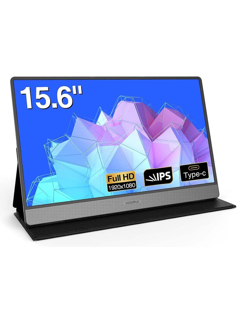 KOORUI شاشة محمولة، شاشة IPS FHD 1080P مقاس 15.6 بوصة مع HDMI/Type-C/USB-C مع شاشة محمولة واقية، ومكبر صوت مزدوج مدمج لأجهزة الكمبيوتر المحمولة/الكمبيوتر الشخصي/Mac/PS3/4/5/Xbox/الهاتف - Image 1