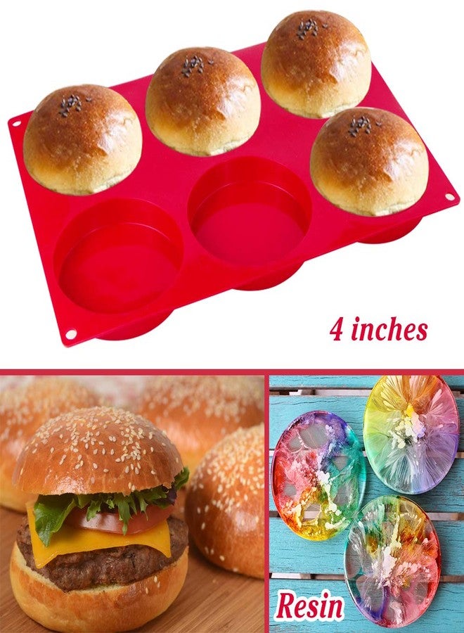 Webake Silicone Molds for 3 Inch and 4 Inch Round Disc Pan for Cake, Muffin Top, Bun, Custard, Tart, Resin Coaster, 6 Cavity, Red Set of 2 - Image 4