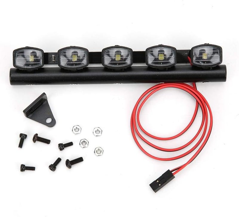 comfrt RC Roof Lights, 1/10 Scale RC Crawler LED Roof Lamp RC Light Bar Fit for TRX4 90046 SCX10 Pull Car 4LED, 5LED, 6LED Option(Five) Car Model Accessories Rc Light Bar - Image 1