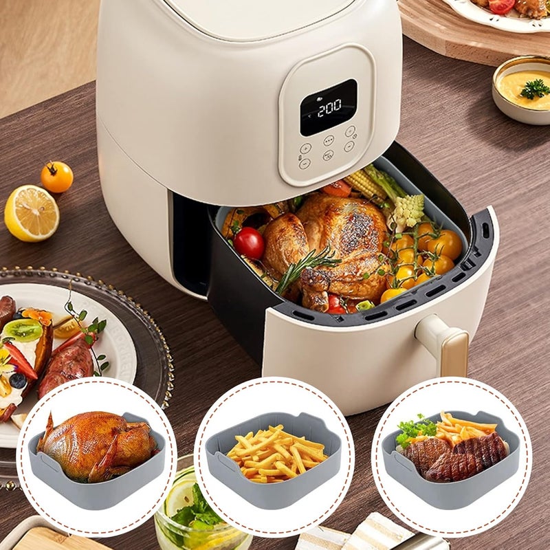 Swotech Air Fryer Liners 2 Pack 81 inch Silicone Air Fryer Pot Reusable Replacement Oven Insert Square Baking Tray Easy Cleaning Food Safe Silicone Bowl Air Fryer Accessories with 2 Sets Heatproof Gloves - Image 4