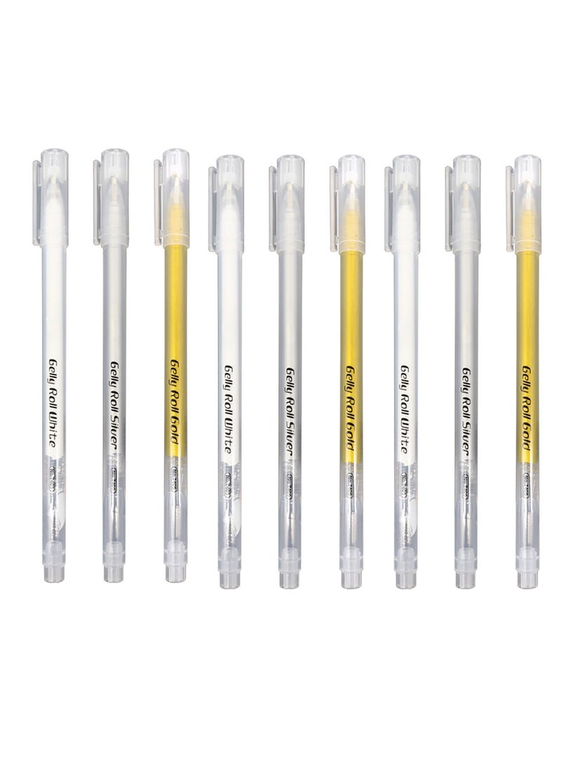 SYOSI Highlighter Pen,  12Pcs White Gold Silver Gel Pens, 1mm White Paint Marker for Black Paper, Metal, Wood, Ceramic, Metallic, Rock Painting, Drawing, Extra Fine Point, for Artist Students - Image 1