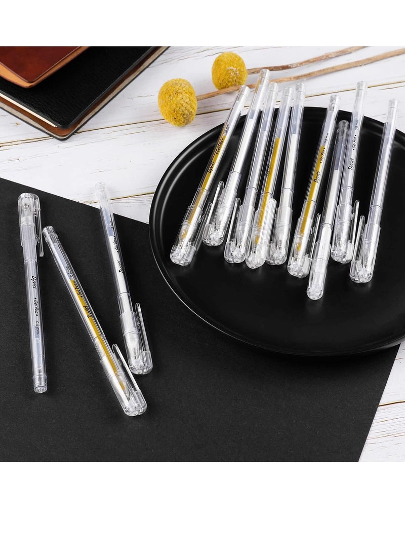 SYOSI Highlighter Pen,  12Pcs White Gold Silver Gel Pens, 1mm White Paint Marker for Black Paper, Metal, Wood, Ceramic, Metallic, Rock Painting, Drawing, Extra Fine Point, for Artist Students - Image 2