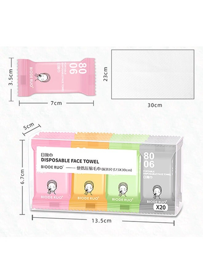 20 قطعة من المناشف المضغوطة التي يمكن التخلص منها، مناشف وجه قطنية نقية سميكة، مناشف ممتصة لينة وملائمة، ملابس محمولة للتخييم السفر فندق في الهواء الطلق - Image 2