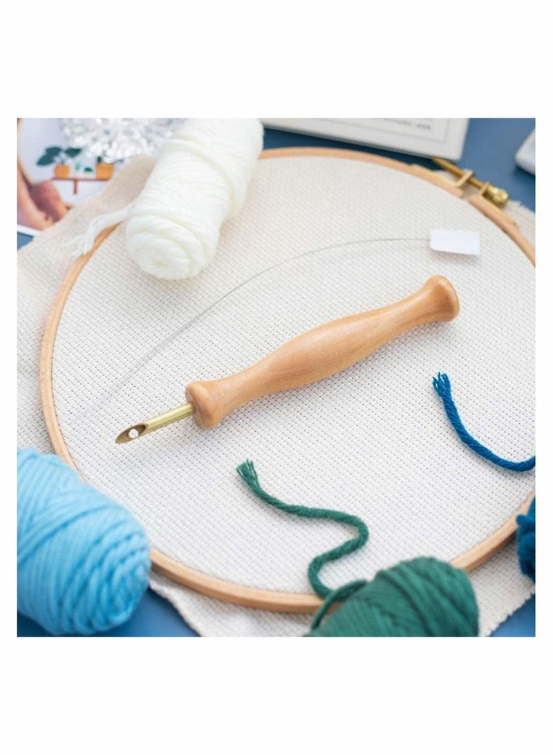Sewing Embroidery Punch Needle, Wooden Handle Embroidery Pens Large Punch Needle with Needle Threader for DIY Craft Stitching Applique Embellishment,  2 Pack - Image 3