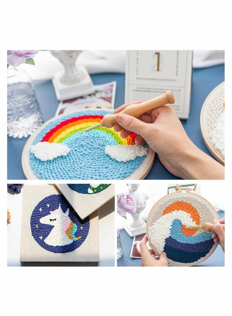 Sewing Embroidery Punch Needle, Wooden Handle Embroidery Pens Large Punch Needle with Needle Threader for DIY Craft Stitching Applique Embellishment,  2 Pack - Image 2