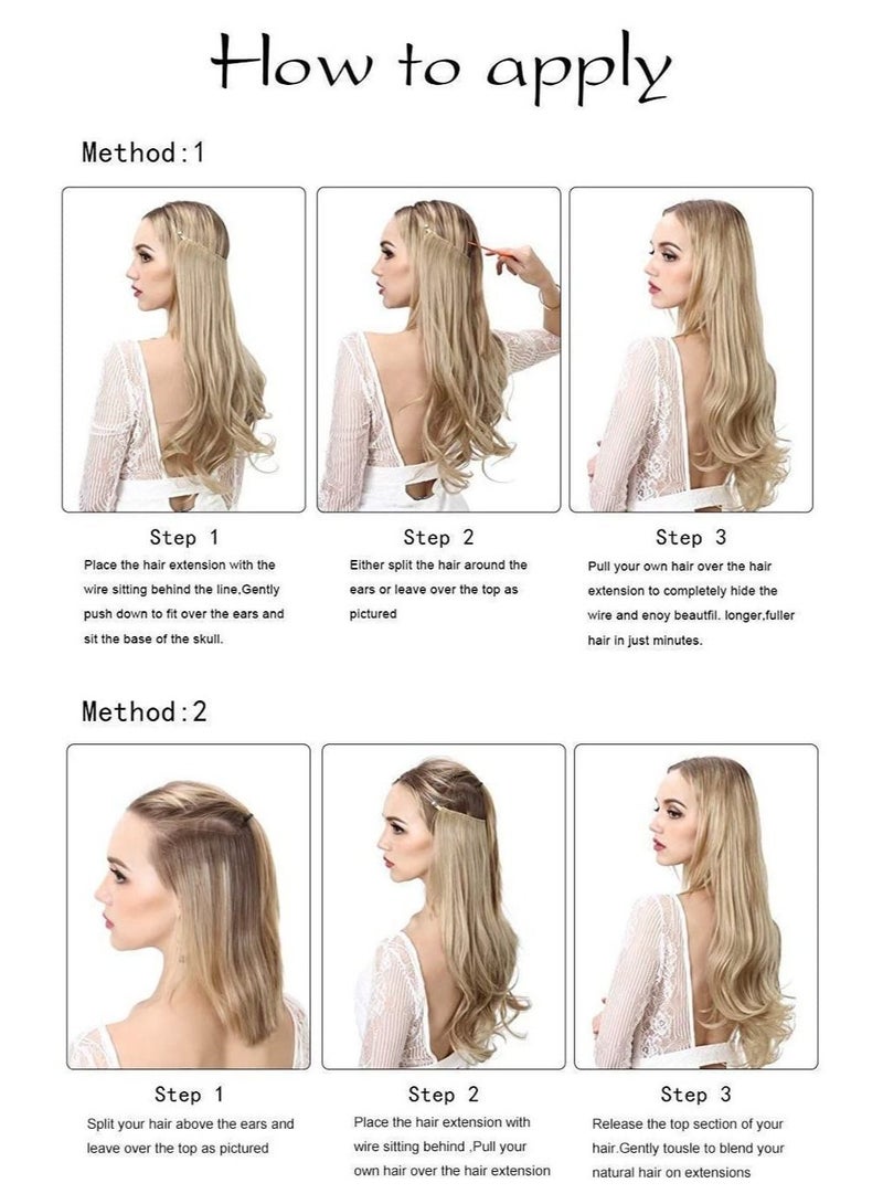 Estelle Hair Extensions Beach Blonde Straight Synthetic Hairpieces Secret Wire Headband for Women Heat Resistant Fiber No Clip - Image 3