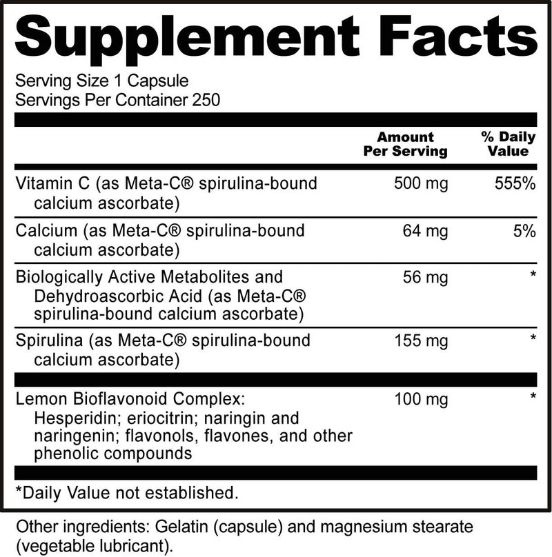 NutriBiotic Meta-C 500 mg Capsules - 250 Count - Buffered Vitamin C with Biologically Active Metabolites - Image 5