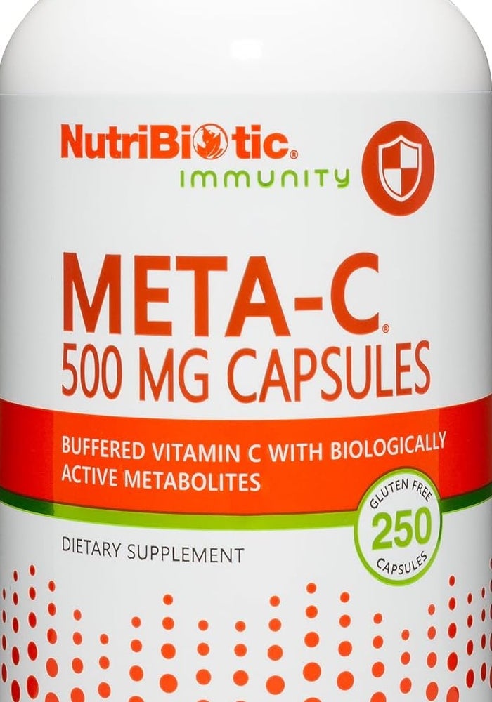 NutriBiotic Meta-C 500 mg Capsules - 250 Count - Buffered Vitamin C with Biologically Active Metabolites - Image 1