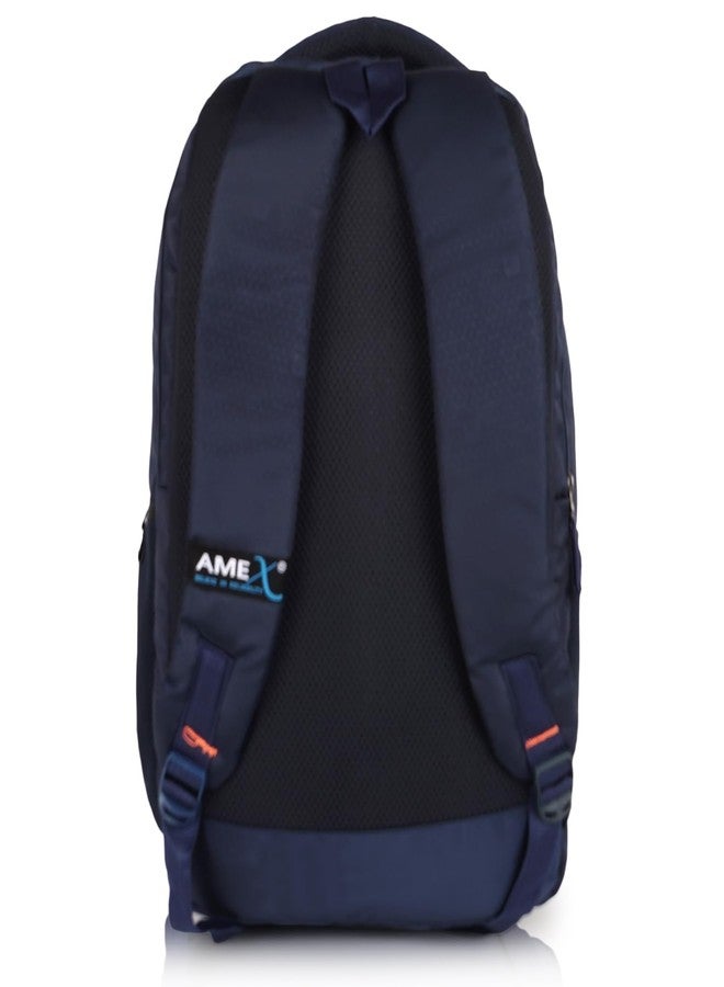 AMEX Laptop Backpack | Ergonomic Comfort with Padded Shoulder Straps | Multiple Organizational Compartments | Secure Padded Laptop Sleeve for Devices Up to 17 Inches (Navy Blue) - Image 3
