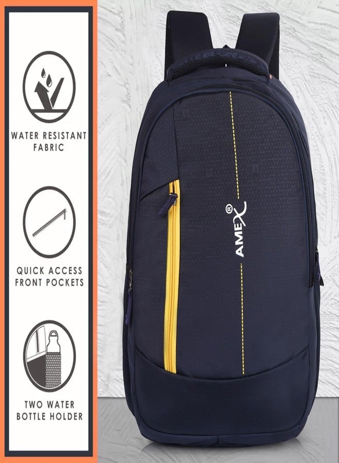 AMEX Laptop Backpack | Ergonomic Comfort with Padded Shoulder Straps | Multiple Organizational Compartments | Secure Padded Laptop Sleeve for Devices Up to 17 Inches (Navy Blue) - Image 4