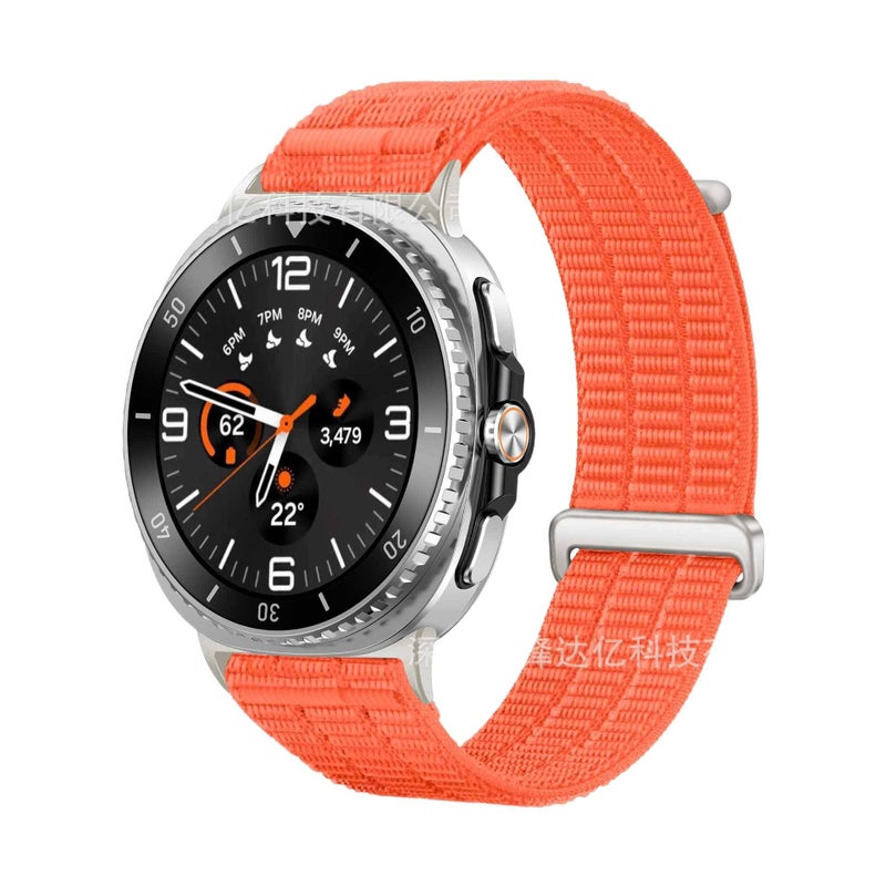 Adjustable Orange Nylon Loop Strap Smartwatch Band Compatible with Samsung Galaxy Watch 8 with Fit Replacement Strap - Image 1
