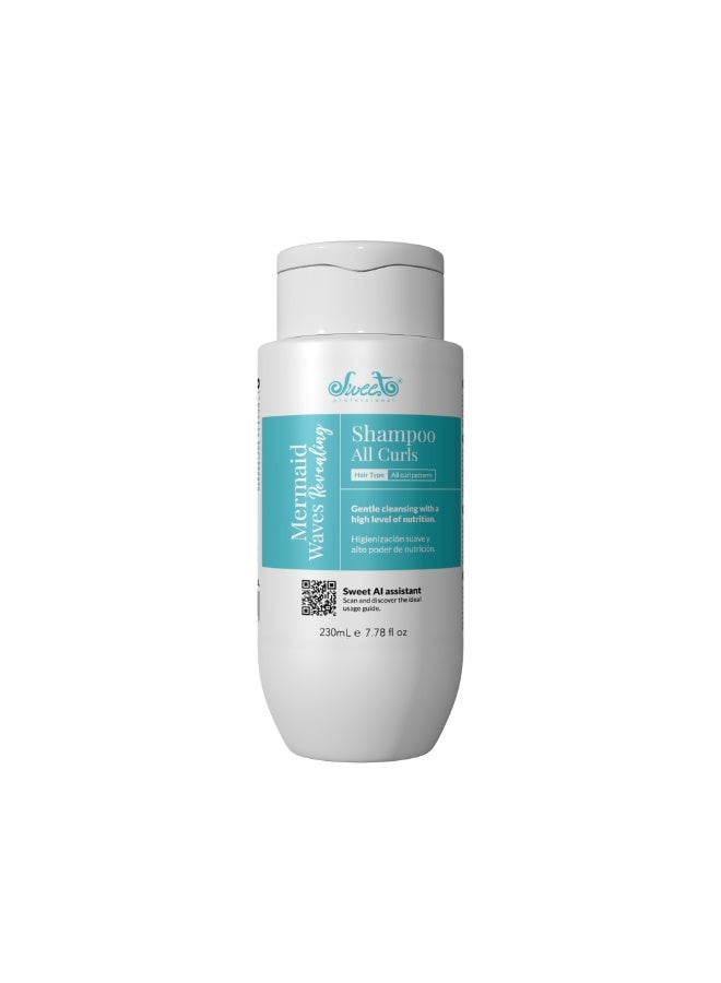 Sweet Professional Mermaid Waves Revealing Shampoo for All Curls 230ml - Curl-Enhancing & Frizz Control Cleanser, Hydrating Formula with Natural Oils
