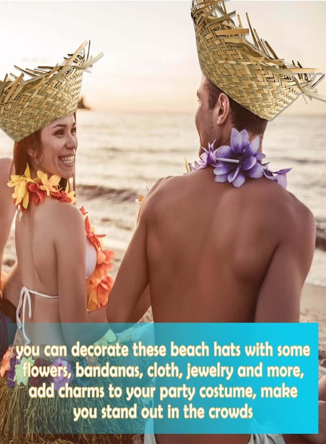 Swakuta 12 Pcs Hawaiian Straw Hat Luau Beachcomber Hats Pava Hat for Summer Party Beach Funny Farmer Props Halloween Costume Accessories - Image 4