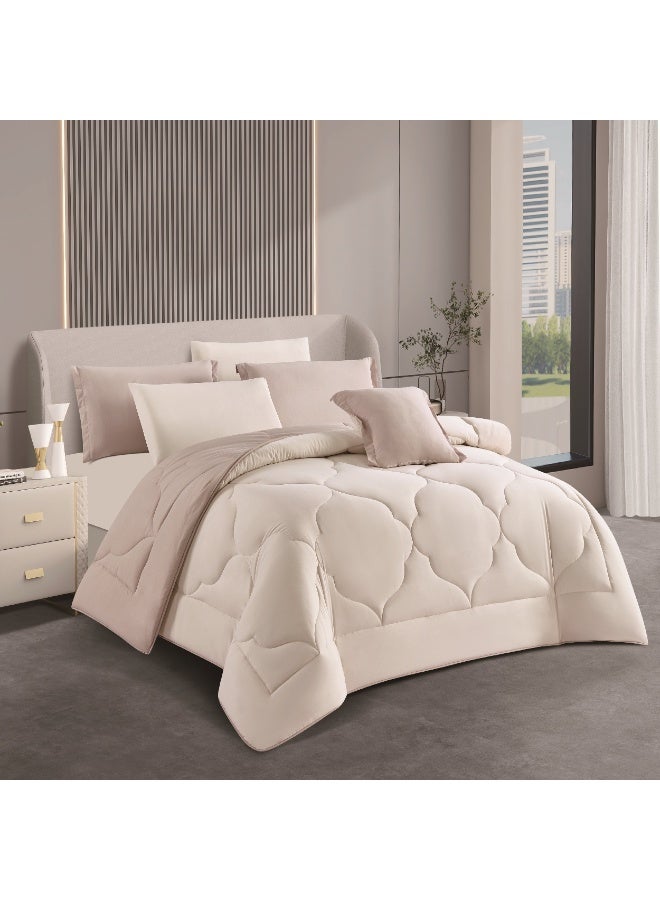 أورز مفرش صيفي من الماكروفيبر الفاخر سادة وجهين مناسب لمقاس سرير مزدوج 200 x 200 cm سم من شركة هورس العالمية مكون من 7قطع - Image 2