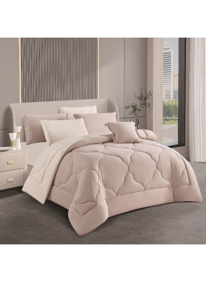 أورز مفرش صيفي من الماكروفيبر الفاخر سادة وجهين مناسب لمقاس سرير مزدوج 200 x 200 cm سم من شركة هورس العالمية مكون من 7قطع - Image 1