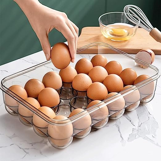 kesig 24 Grid Egg Box with Sealed Lid Plastic Egg Holder for Refrigerator Storage Stackable Egg Tray Container with Time Record Keep Fresh Kitchen Organizer Pack of 1 - Image 4