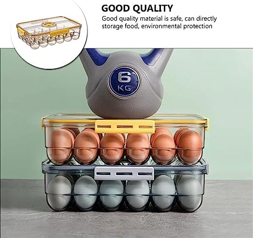 kesig 24 Grid Egg Box with Sealed Lid Plastic Egg Holder for Refrigerator Storage Stackable Egg Tray Container with Time Record Keep Fresh Kitchen Organizer Pack of 1 - Image 5