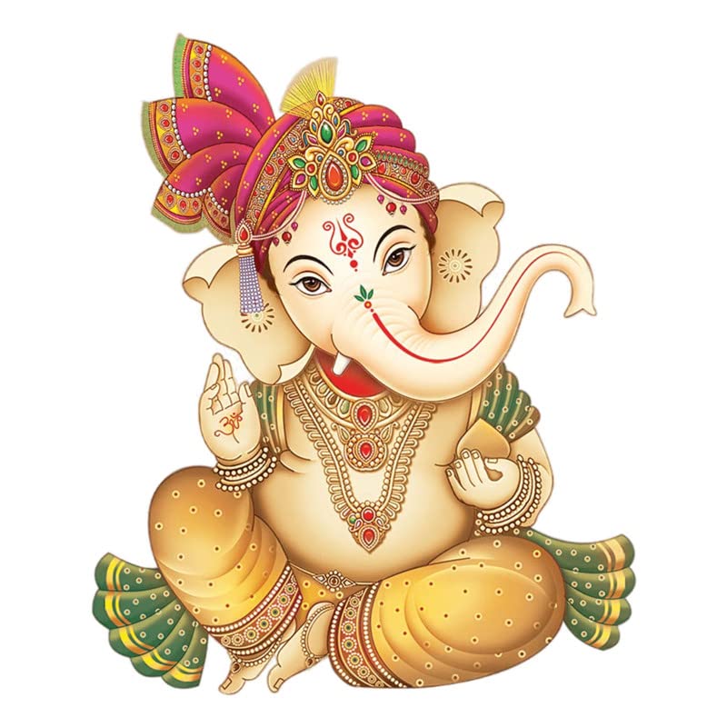 DreamKraft Decorative Ganesh ji Wall Sticker for Home Decor, Pooja Room, Kid's Room (Multicolour, Vinyl, Size 50 cm X 60 cm) - Image 1