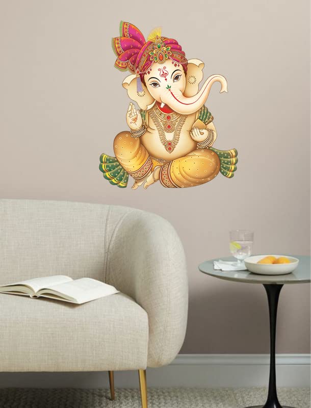DreamKraft Decorative Ganesh ji Wall Sticker for Home Decor, Pooja Room, Kid's Room (Multicolour, Vinyl, Size 50 cm X 60 cm) - Image 2