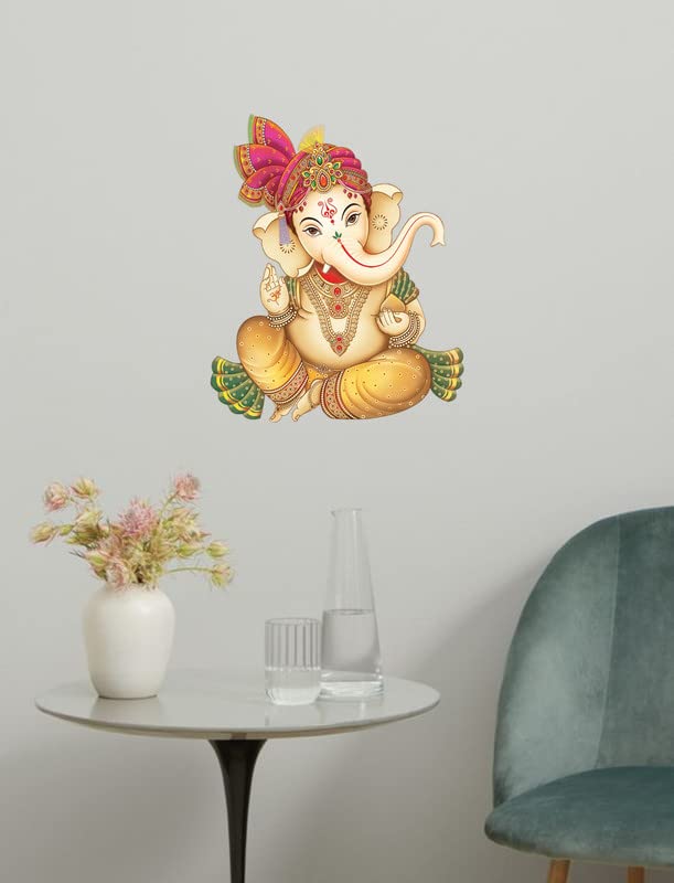 DreamKraft Decorative Ganesh ji Wall Sticker for Home Decor, Pooja Room, Kid's Room (Multicolour, Vinyl, Size 50 cm X 60 cm) - Image 5