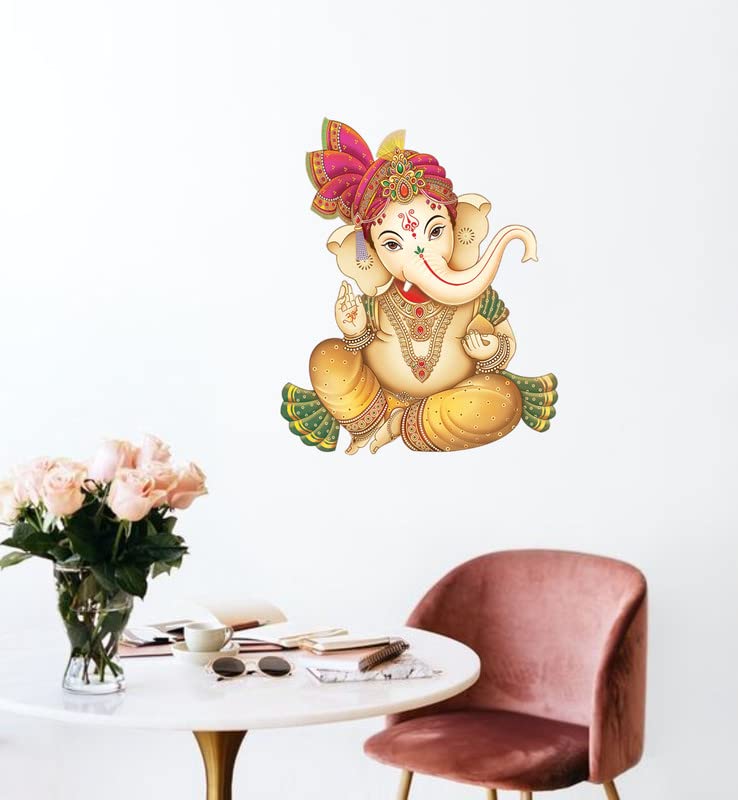 DreamKraft Decorative Ganesh ji Wall Sticker for Home Decor, Pooja Room, Kid's Room (Multicolour, Vinyl, Size 50 cm X 60 cm) - Image 4