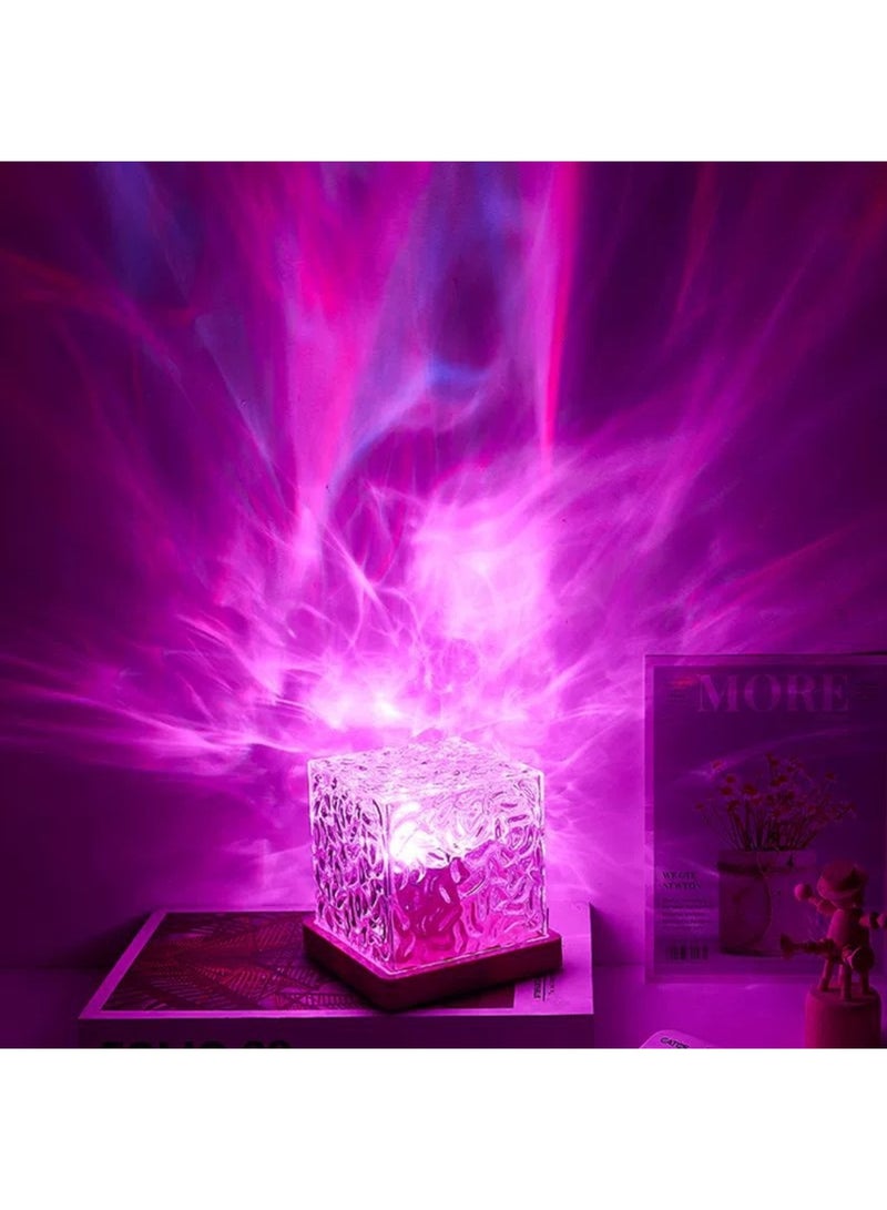 Hihonor Corded Lava Lamp withAdapters,Ocean Lamp Ocean Wave Projector Light Northern Lights Aurora Cube with 16 Colors and Dynamic Ripple Effect for Living Room Bedroom Decor - Image 3