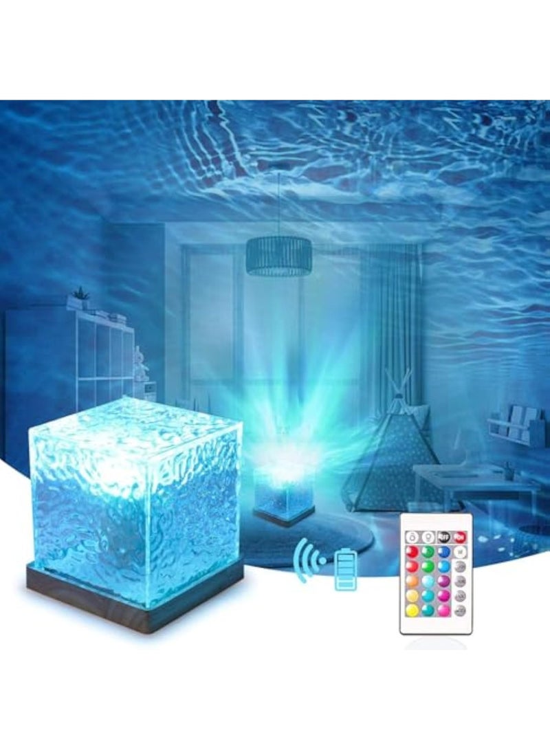 Hihonor Corded Lava Lamp withAdapters,Ocean Lamp Ocean Wave Projector Light Northern Lights Aurora Cube with 16 Colors and Dynamic Ripple Effect for Living Room Bedroom Decor - Image 4