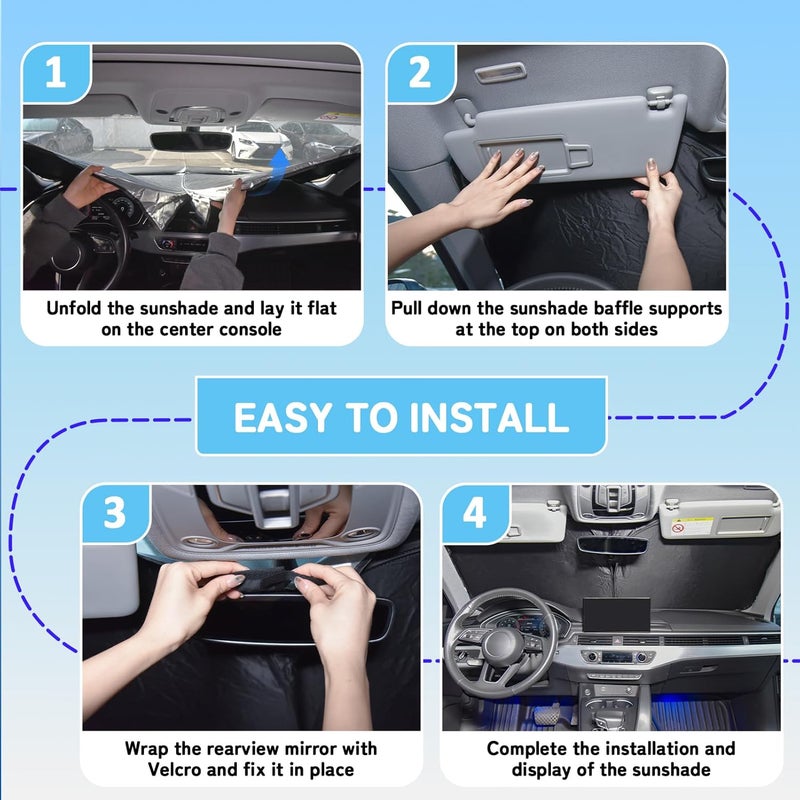 SLOGENTO Custom Fit Windshield Sun Shade for Nissan Titan 2017-2024, Blocks UV & Heat, Front Window Sunshade Accessories, Easy Fold & Store Keep Your Car Cooler - Image 5