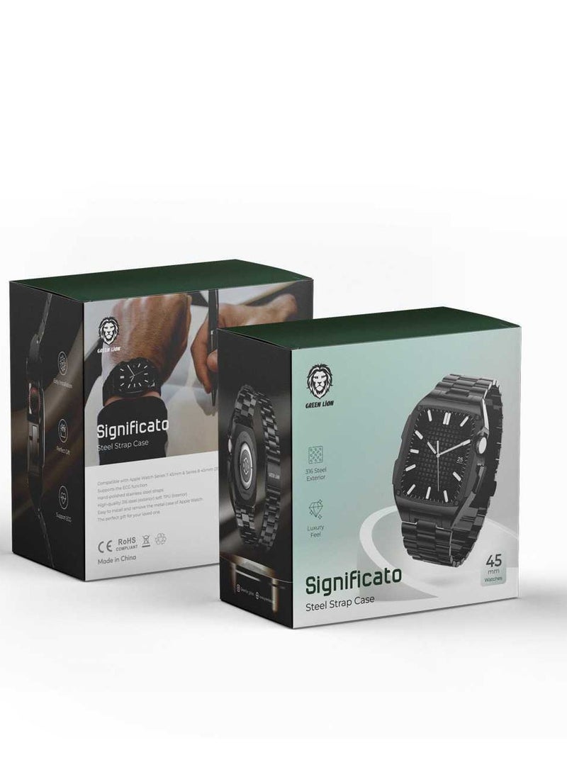 GREEN LION - Significato Steel Strap Case Watch 45MM - Black - Image 1