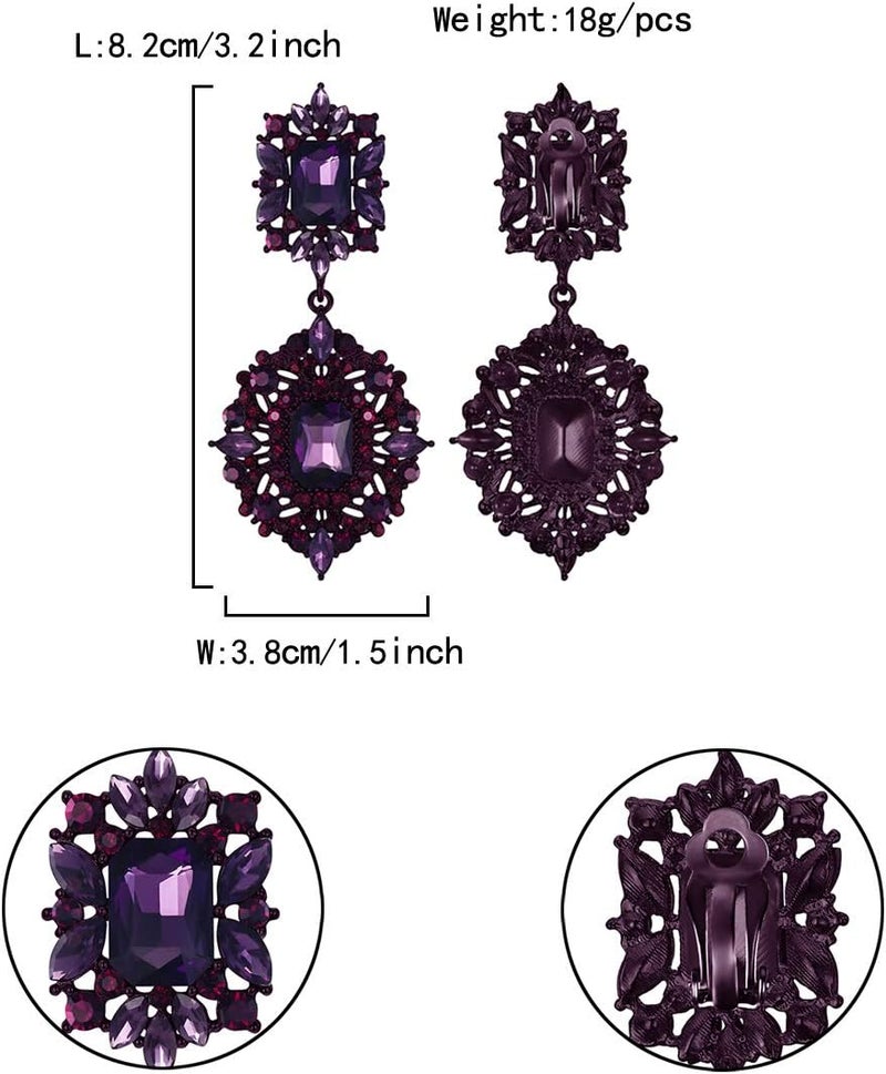 Flyonce Women's Rhinestone Crystal Art Deco Vintage Style Gatsby Clip-on Dangle Chandelier Earrings - Image 5
