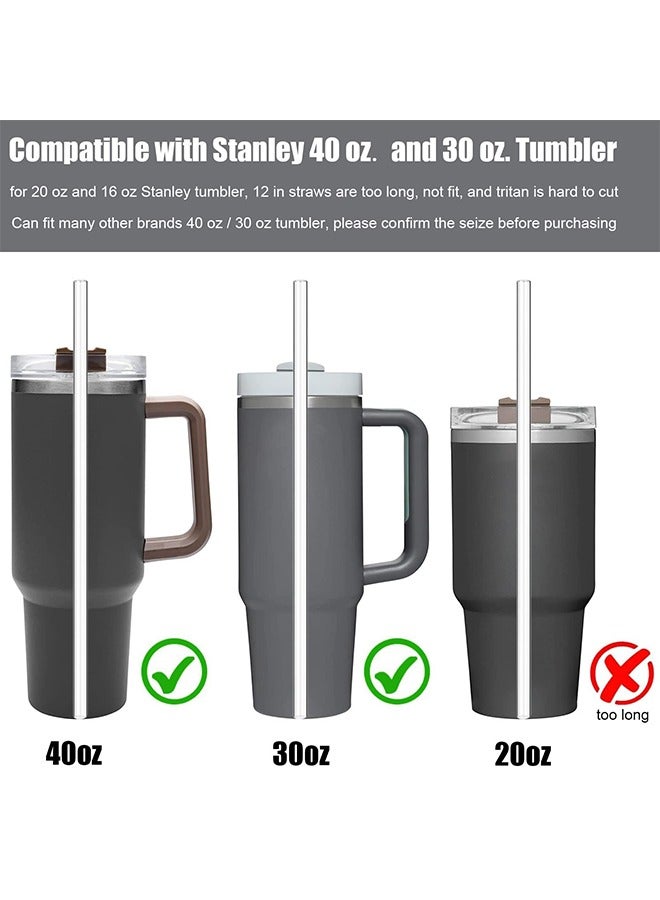 TTESL 8 Pack Clear Glass Drinking  Straws for Stanley 40 oz & 30 oz, Also Suitable for Hot Tea, Juice, and Coffee - 12 Inches Long with 2 Cleaning Brushes and 2 glass straw caps - Image 4