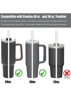 Generic 8 Pack Clear Glass Drinking  Straws for Stanley 40 oz & 30 oz, Also Suitable for Hot Tea, Juice, and Coffee - 12 Inches Long with 2 Cleaning Brushes  - Image 3