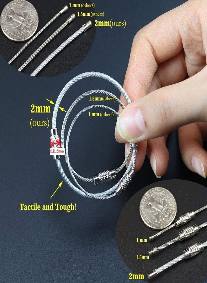 bayite Key Rings Stainless Steel Wire Keychains Lock Cable Heavy Duty Luggage Tags Loops Keepers 2mm Twist Barrel Pack of 12 (Cable length: 4 inches) - Image 2