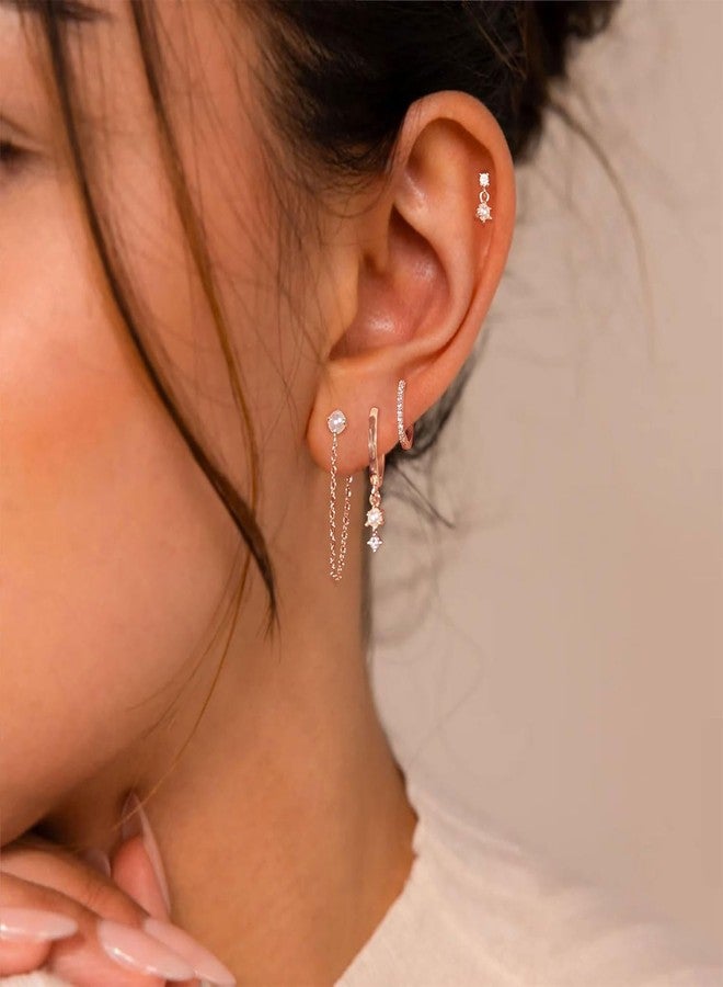 Ewrkbrㅤ Ewrkbr Gold Earrings for Women, 14k Gold Plated Pearl Hoop Earrings Stacks Dainty Gold Huggie Earrings for Women Trendy Hypoallergenic Cute Cartilage Stud Earrings Fashion Gold Jewelry for Women - Image 5