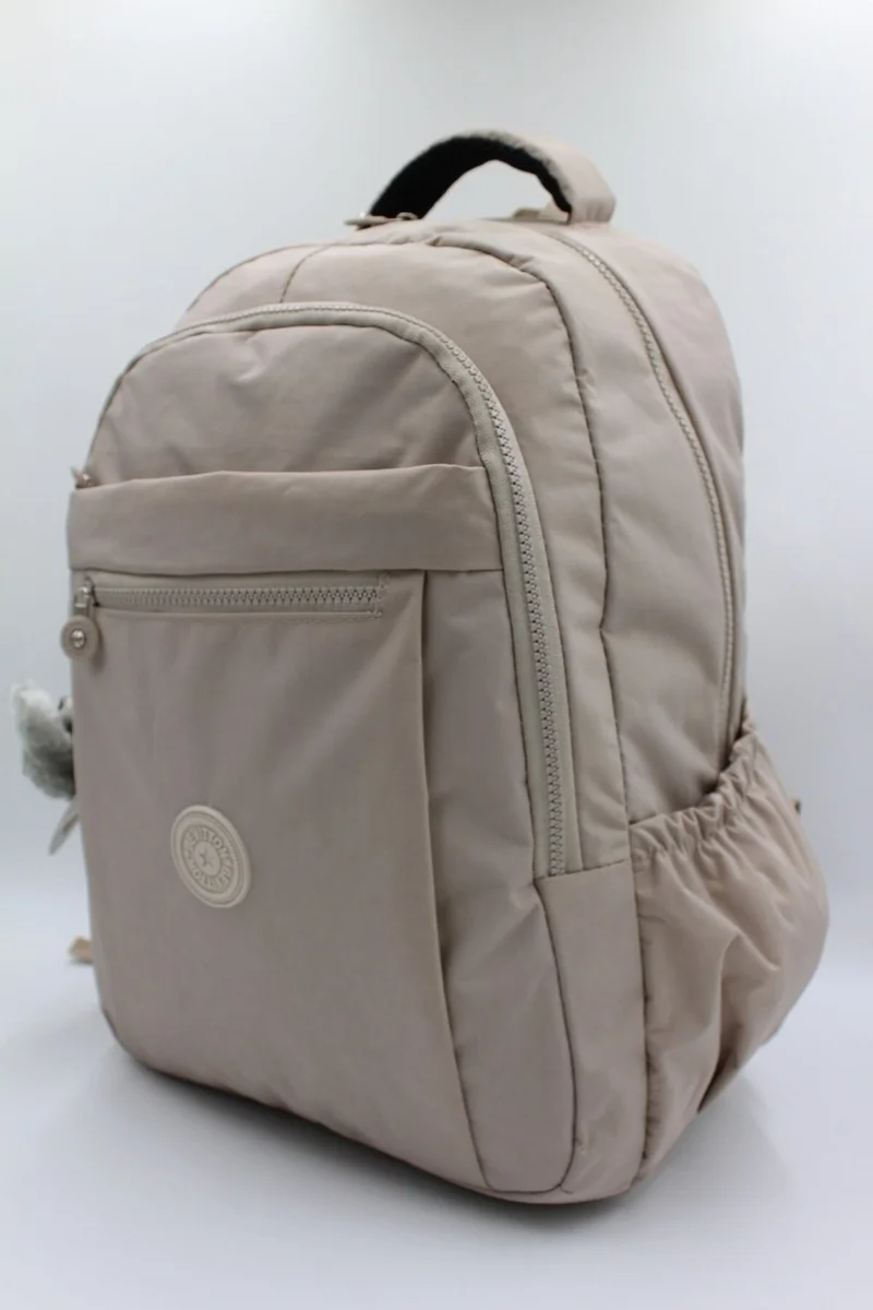 Nikadu Beige Color Crinkle Waterproof Fabric Large Size School Backpack Travel Bag / 2300