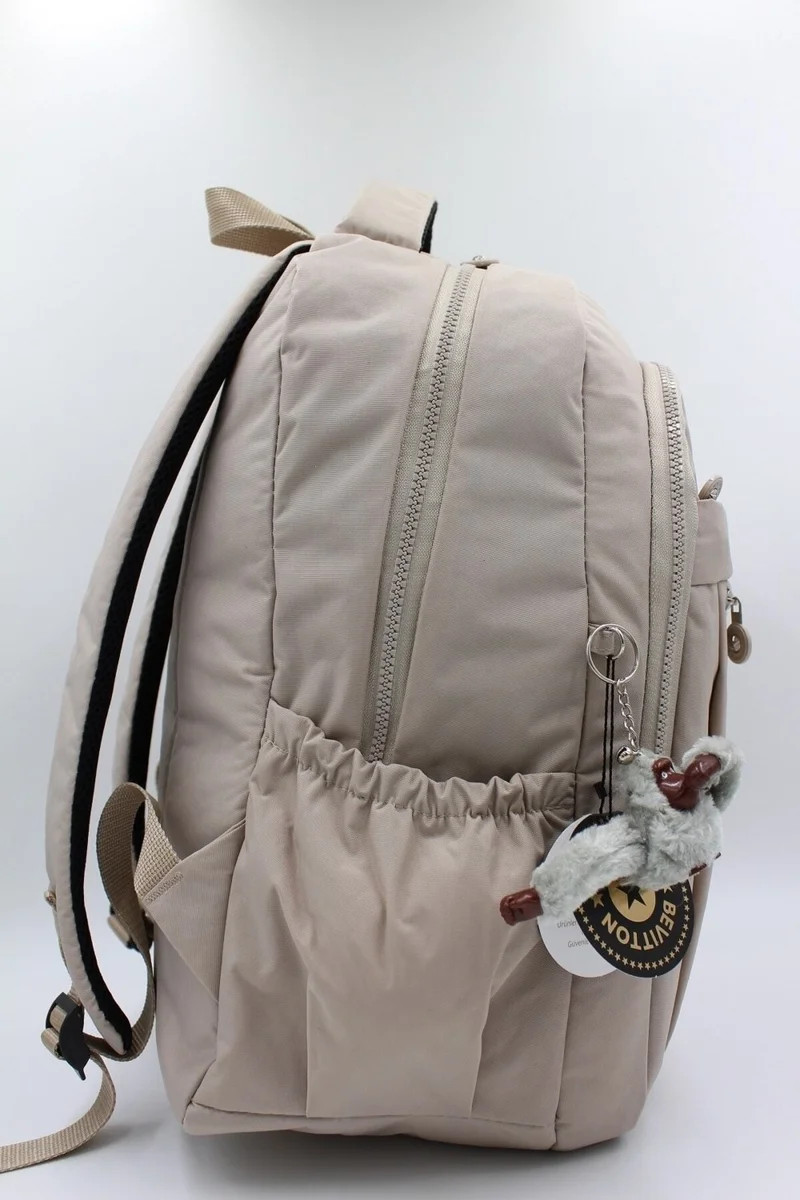 Nikadu Beige Color Crinkle Waterproof Fabric Large Size School Backpack Travel Bag / 2300