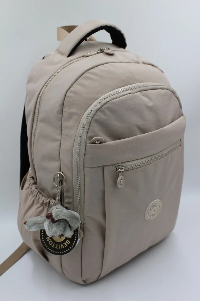 Nikadu Beige Color Crinkle Waterproof Fabric Large Size School Backpack Travel Bag / 2300