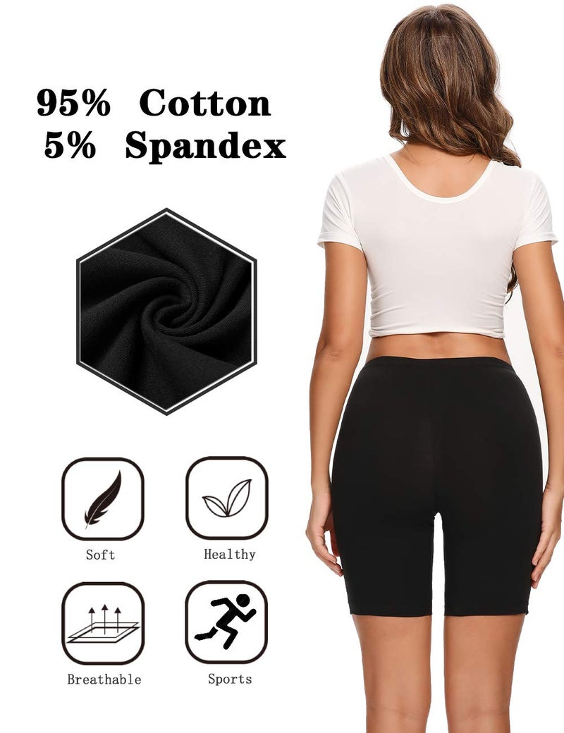 Molasus Womens Boxer briefs Cotton Boy Shorts Underwear Anti Chafing Bike Short Long Leg Under Shorts Black 4 Pack Size XXL - Image 4