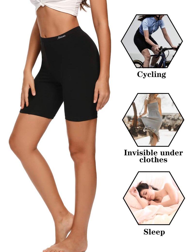 Molasus Womens Boxer briefs Cotton Boy Shorts Underwear Anti Chafing Bike Short Long Leg Under Shorts Black 4 Pack Size XXL - Image 5