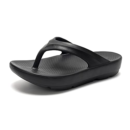 FUNKYMONKEY Flip Flops for Women Arch Support Comfort Thongs Sandals (8 M US, BLACK A) - Image 1