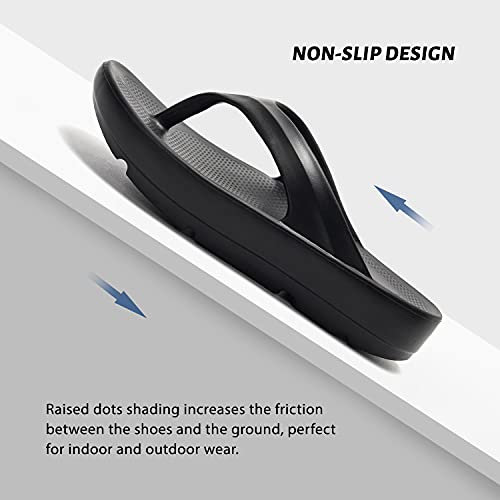 FUNKYMONKEY Flip Flops for Women Arch Support Comfort Thongs Sandals (8 M US, BLACK A) - Image 5