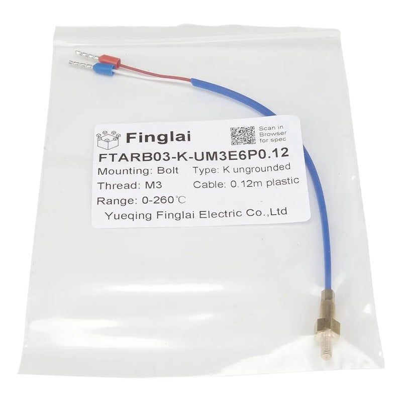 FTARB03 K Type M3 M4 Bolt Head ungrounded 0.12m Plastic Cable 3D Printer thermocouple Screw Temperature Sensor(M3 6x6.8mm Bolt hex) - Image 4