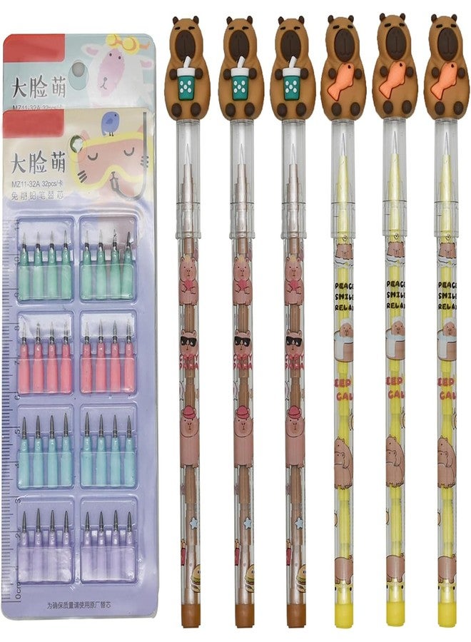 Maydahui 12 PCS Capybara Stackable Pencil Non Sharpening HB Pencils Novelty Stacking Multipoint Pencil Pop Up Pencils With 64 PCS Nibs for School Party Office - Image 1