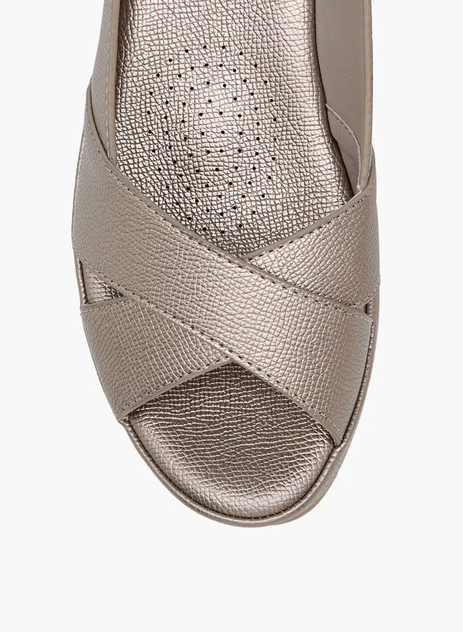 لو كونفورت Women Textured Slingback Sandals with Wedge Heels