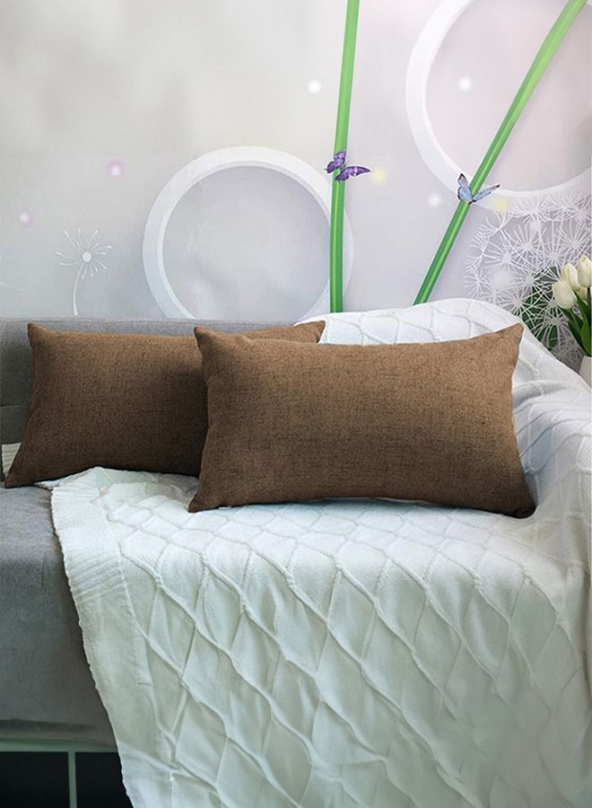 In-House Set of 2 Pieces Rectangular Linen decorative Cushion with Solid Design and Elegant Colors - Image 1