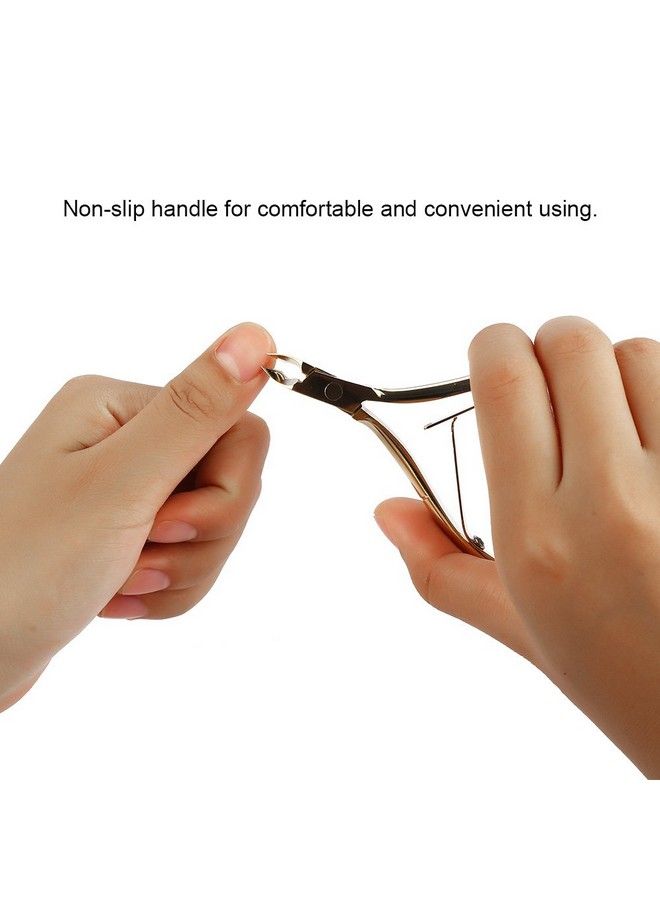 Sonew Stainless Steel Cuticle Nipper Gold Nail Pliers Clipper With Double Springs Handle Sharp Cuticles Pushers Remover Scissors - Image 3